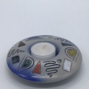 Vintage Handarbeit German Pottery Salt Glaze Tea Light Holder